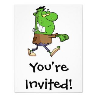 funny silly cartoon frankenstein for halloween personalized invitation