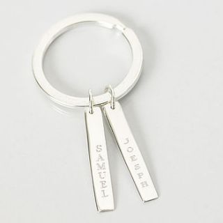 engraved silver tag keyring by suzy q