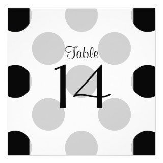 Table Numbers Retro Chic Polka Dots White Black Announcements
