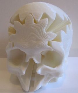 3D Printed Rotating Skull Gear, White CarryTheWhat 3D Printing