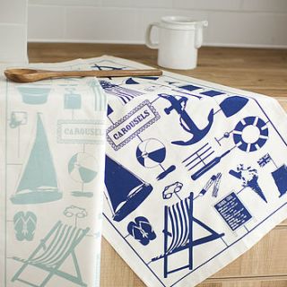 nautical imagery tea towel by victoria eggs