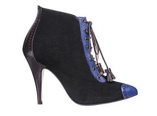 black & navy inessa lace up ankle boot by love art wear art