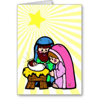 Cartoon Nativity Scene Card Greeting Cards