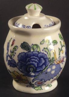 Masons Regency/Plantation Colonial  Mustard Jar & Lid, Fine China Dinnerware  