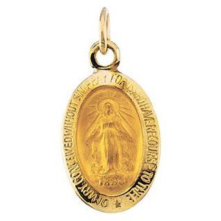 CleverEve Designer Series 14K Yellow Gold .70 grams Oval Miraculous Medal Pendant 12 x 8mm CleverEve Jewelry