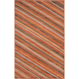 Candice Olson Hand tufted Riverbank Brown Diagonal Stripes Wool Rug (2 X 3)