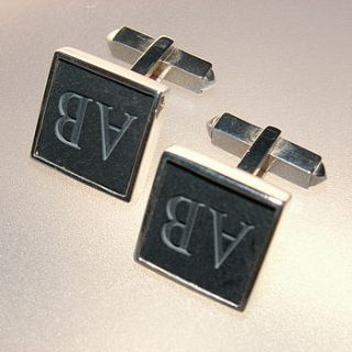 initial slate cufflinks by van buskirk jewellery