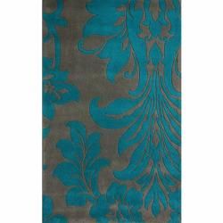 Nuloom Handmade Floral Grey Wool Rug (83 X 11)