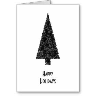 Happy Holidays. Stylish Tree. Black White. Greeting Cards