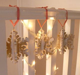 wooden snowflake christmas decoration by red lilly