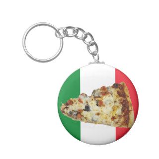 Pizza Slice on Colors of Italian Flag Key Chains