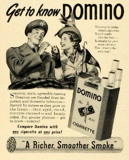 1942 Ad Domino Cigarettes World War II Smoking Soldier Woman Couple Tobacco   Original Print Ad  