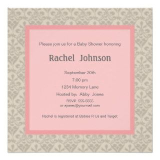 Gray and Pink Baby Shower Invitation