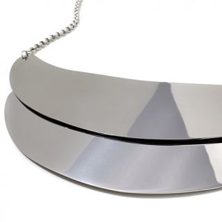 Stately Steel High Polished 17 1/2" Double Collar Necklace