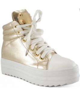 Nature Breeze Shay 01 High Top Gold Plate Womens Sneaker GOLD (8.5) Fashion Sneakers Shoes