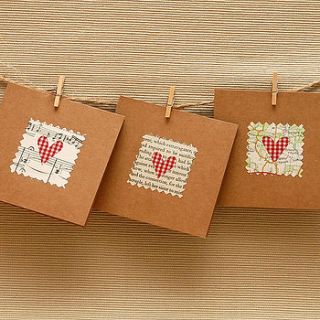 three handmade gingham heart notelets by hannah shelbourne designs