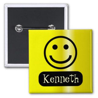 Customizable Happy Smiley Face Name Tag 2 Button