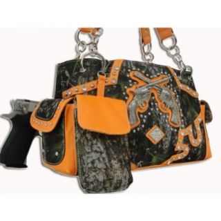 Orange Concealed Carry Crossed Guns Weapon Handbag Camo Camouflage Shoulder Handbags Shoes