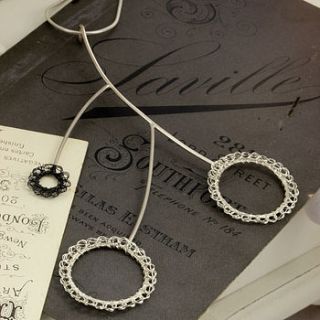 silver crocheted triple circlet pendant by angela evans jewellery