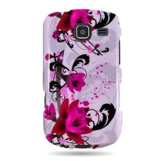 Purple Lily Design Hard Case Cover for Samsung Freeform 4 R390 Cell Phones & Accessories