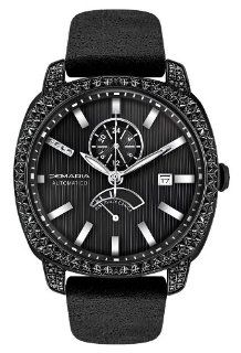 Demaria Men's WPRBL200 1 Black Ion Plated 2.00c Black Diamond Accented Power Reserve Watch Watches