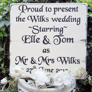 personalised large vintage wedding sign by potting shed designs