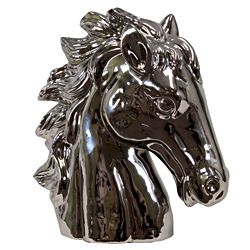 Urban Trend Silver Horse Head Ceramic Sculpture