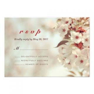 Beautiful Spring Cherry Blossom Wedding RSVP Card
