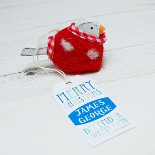 personalised hanging spotty robin by spotty n stripy