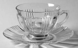 Fostoria Sunray Clear Cup and Saucer Set   Stem #2510, Clear
