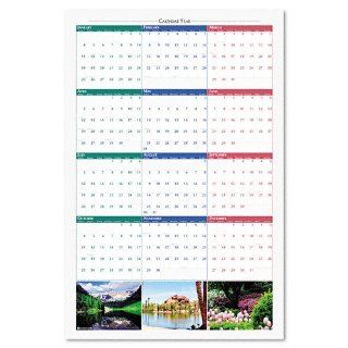 HOD393   Earthscapes Reversible/Erasable Yearly Wall Calendar 