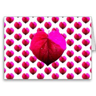 Love Heart Leaves Greeting Cards