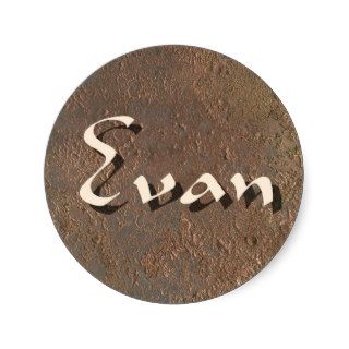 Evan Rustic Name Tag Sticker