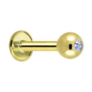 16 Gauge 3/16" 3mm  Solid 14KT Yellow Gold 1.5mm Genuine Topaz Internally Threaded Tragus Body Piercing Nostril Screws Jewelry