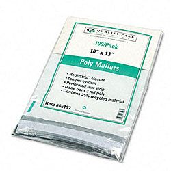Recycled Plain White Poly Mailers With Redi strip Closure   100/pack