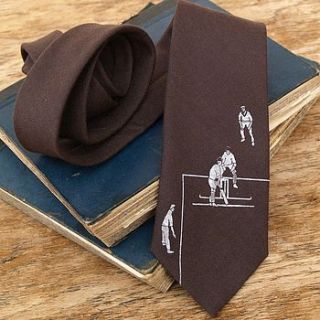 cricket print tie in brown by stabo