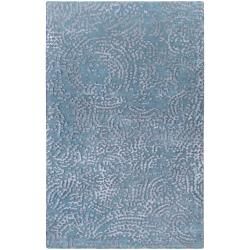 Julie Cohn Hand Knotted Pale Blue Dale Abstract Design Wool Rug (4 X 6)