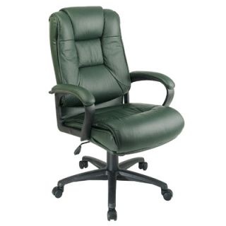 Office Star Deluxe High Back Leather Executive Chair EX5162 4 Finish Green