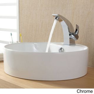 Kraus Bathroom Combo Set White Round Ceramic Sink/illusio Bas inch Faucet