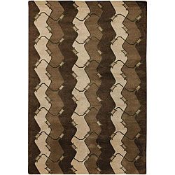 Hand knotted Mandara Contemporary Brown Wool Rug (2 X 3)