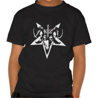 Satanic Goat Head with Pentagram (white) Tees