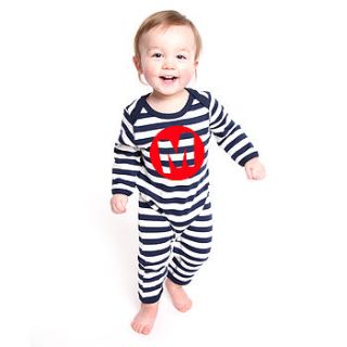 personalised stripy baby grow by rusks&rebels