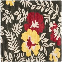 Handmade Soho Brown/multicolored New Zealand Wool Floral Rug (6 Square)