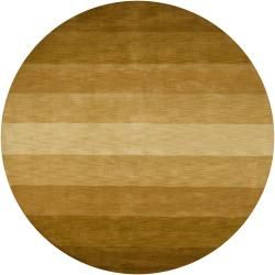 Contemporary Hand tufted Mandara Brown Stripes Wool Area Rug (79 Round)