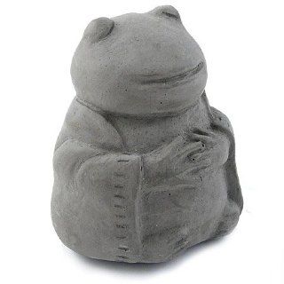 Meditating Frog   Cast Stone Desk Pet in Grey Stone   Collectible Figurines