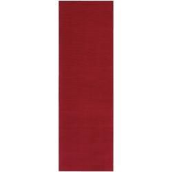 Hand crafted Red Solid Casual Vaga Wool Rug (26 X 8)