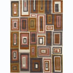 Hand tufted Mani Multicolored Geometric pattern Wool Rug (5 X 7)