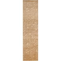 Julie Cohn Hand knotted Beige South Hampton Abstract design Wool Runner Rug (26 X 10)