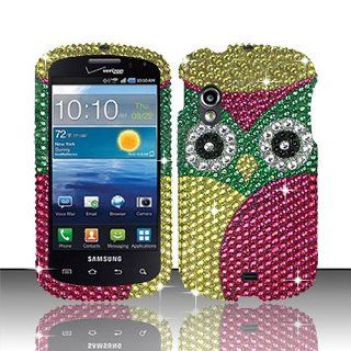 Pink Green Owl Bling Gem Jeweled Crystal Cover Case for Samsung Galaxy S Stratosphere SCH i405 Cell Phones & Accessories