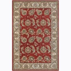 Hand tufted Traditional Mandara Red Floral Premium quality Wool Area Rug (5 X 76)